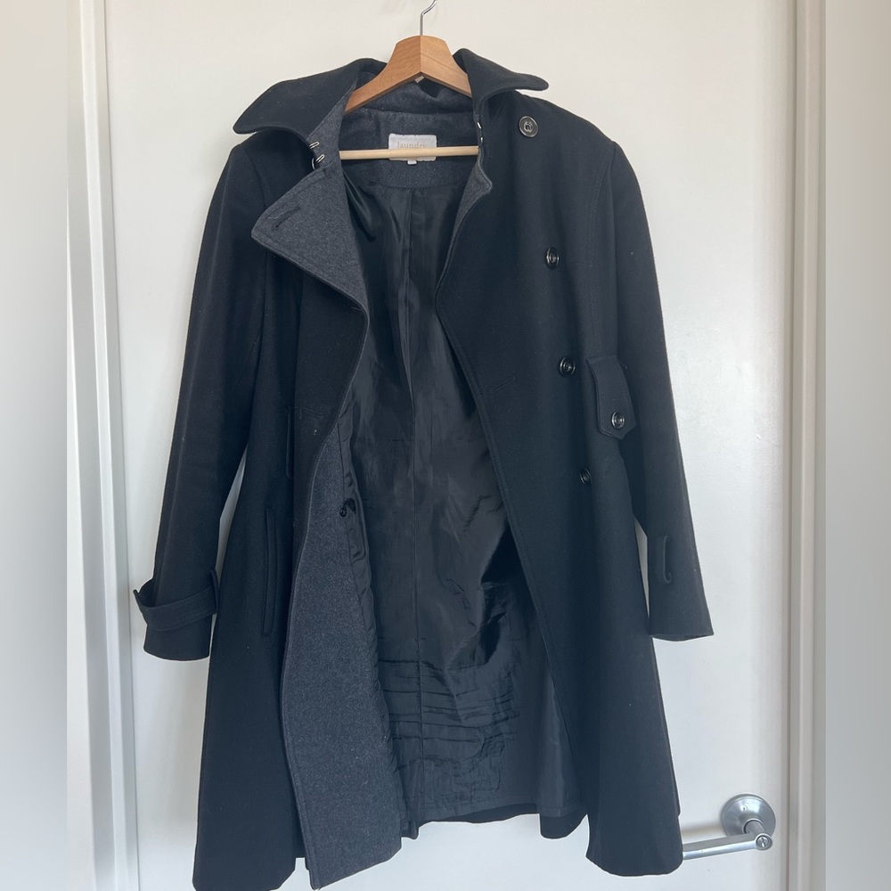 Laundry by Shelli Segal Women's Black Wool Peacoat